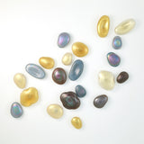 Set of 5 Glass Wall Gems-Clear W/Gold(جداريات زجاجية باللون الذهبي الفاتح - مجموعة من 5 قطع)