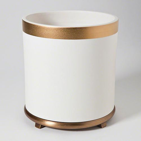 Small Encircle Vase in White with Gold(مزهرية أسطوانية بيضاء صغيرة محاطة بشريطين ذهبيين)