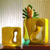Square Amoeba Vase-Yellow-Lg