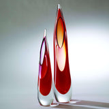 Stalagmite Vase-Fire-Large(مزهرية قطرة الماء الطويلة - زجاجية بلون أحمر- كبيرة)