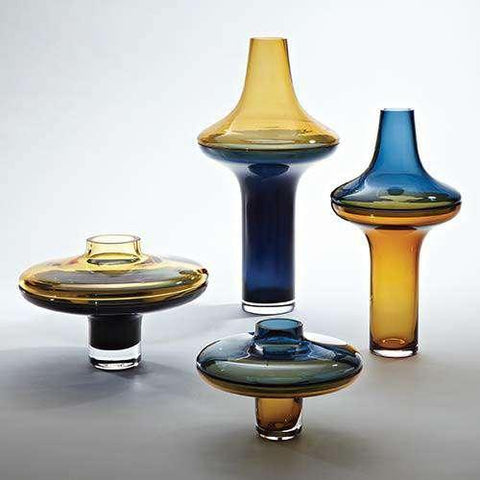 Tall Cobalt Over Amber Vase-Small(مزهرية طويلة باللونين العنبري والأزرق - صغيرة)