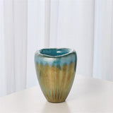 Tear Drop Folded Vase-Turquoise/Metallic-Small size(مزهرية مطوية بشكل دمعة - تركواز - صغير )