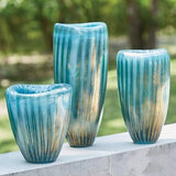 Tear Drop Folded Vase-Turquoise/Metallic-Small size(مزهرية مطوية بشكل دمعة - تركواز - صغير )