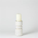 Totem Candle Holder-Whitewash-Small(حامل شمعة بشكل عمود خشبي محفور - حجم صغير)