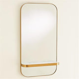 Train Car Mirror-Gold with White Marble Shelf(مرآة - ذهبي مع رف رخامي أبيض)