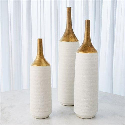 Two-Toned Vase-Gold/White-Large(مزهرية - بلونين ذهبي مع أبيض - كبير)