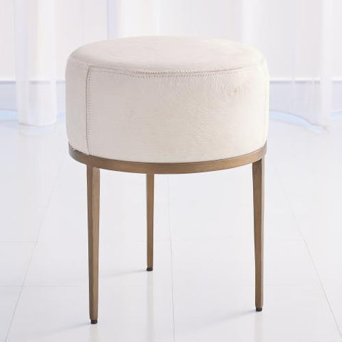 Urban Stool w/Ivory Hair-on-Hide-Antique Brass(كرسي  من نحاس عتيق / شعر )