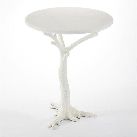 White Faux Bois Side Table