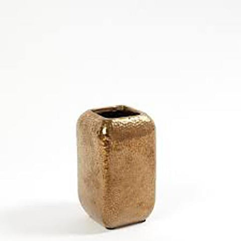 Wide Hammered Vase-Matte Gold-Small(مزهرية عريضة مطروقة - ذهبي غير لامع)