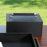 Wrapped Leather Handle Box-Black(علبة  ذات مقبض مغلف بالجلد - لونها أسود)