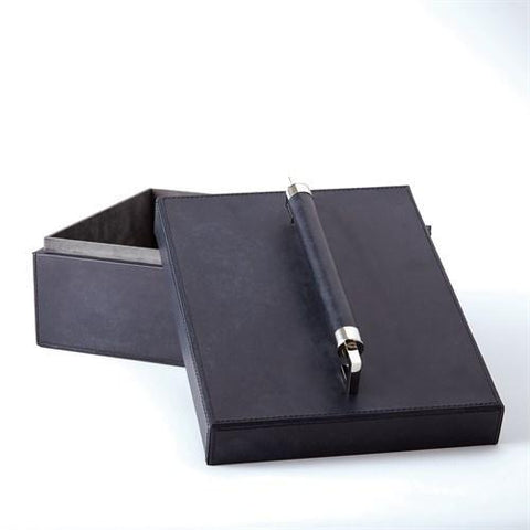 Wrapped Leather Handle Box-Blue Wash(صندوق ذات مقبض - مغلف بالجلد - أزرق)
