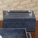 Wrapped Leather Handle Box-Blue Wash(صندوق ذات مقبض - مغلف بالجلد - أزرق)