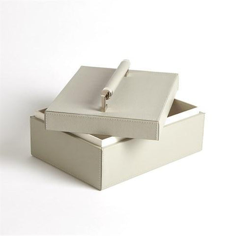 Wrapped Leather Handle Box-Grey(صندوق ذو مقبض مغلف بالجلد- رمادي اللون)