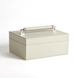Wrapped Leather Handle Box-Grey(صندوق ذو مقبض مغلف بالجلد- رمادي اللون)
