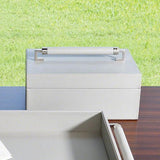 Wrapped Leather Handle Box-Grey(صندوق ذو مقبض مغلف بالجلد- رمادي اللون)