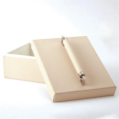 Wrapped Leather Handle Box-Ivory(صندوق من العاج ذو مقبض مغلف بالجلد)