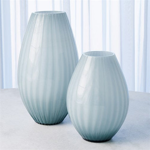 Cased Glass Stripe Vase-Blue-Sm