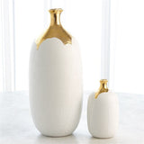 Dipped Golden Crackle/White Cylinder Vase-Lg