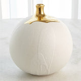 Dipped Golden Crackle/White Sphere Vase-Lg