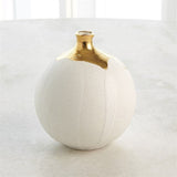 Dipped Golden Crackle/White Sphere Vase-Sm