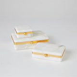 Gold Band Swivel Alabaster Box-Lg