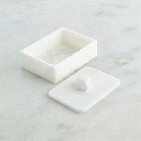 Facet Knob Alabaster Box-White-Sm