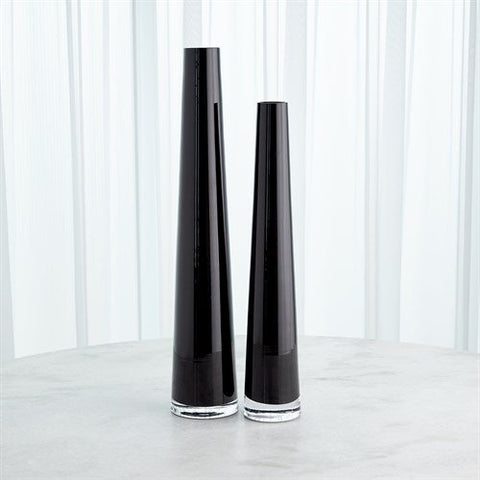Glass Tower Vase-Black-Lg