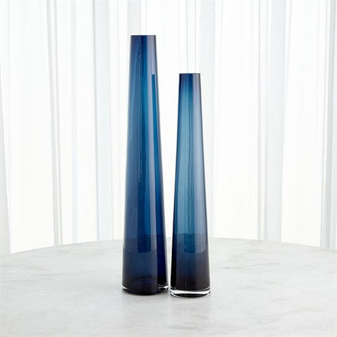 Glass Tower Vase-Blue-Sm