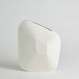 Offset Square Scratch Vase-Matte White-Wide