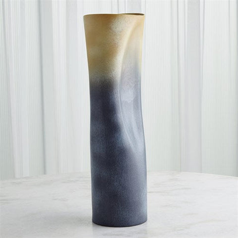 Indent Vase-Grey/Yellow-Lg