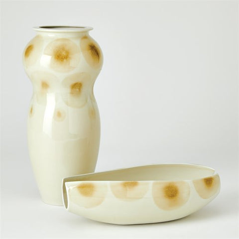 Spots Bowl-White w/Taupe Spots