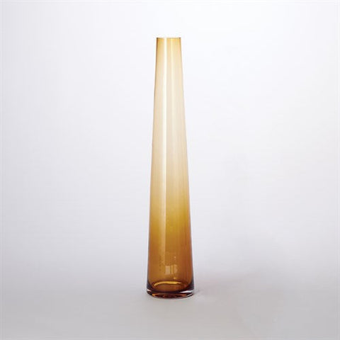 Glass Tower Vase-Amber-Lg