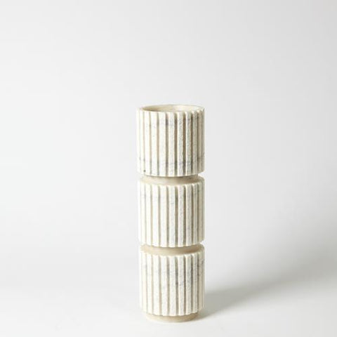 Channel Pillar Holder-White Marble-Lg
