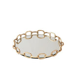 Linked Mirrored Tray-Brass-Sm