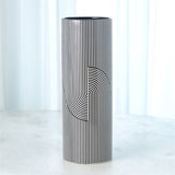 Striped Cylinder Vase-Black/White-Tall