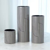 Striped Cylinder Vase-Black/White-Short
