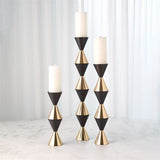 Italian Diamond Candle Holder-Bronze/Brass-Lg